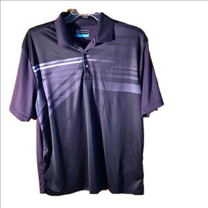 PGA Tour Pullover Polo Shirt Black w/ Gray Abstract Design on Front Men size XL